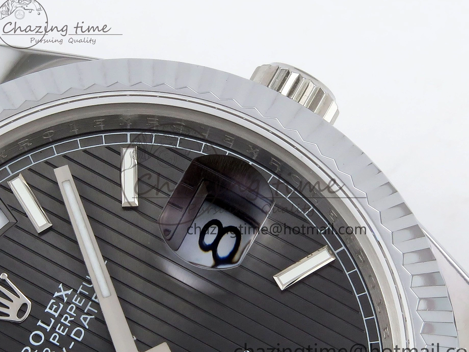 MiroTime 0418 SportInspired DayDate 40 SS JDF 904L Steel Gray Textured Stick Dial on President Bracelet VR3255 V3 (Gain Weight) 1437